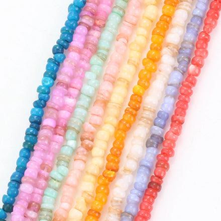3mm Natural Colorful Shell Beads Flat Round Spacer Loose Beads for Jewelry Making Handmade DIY Bracelets Accessories 15inch
