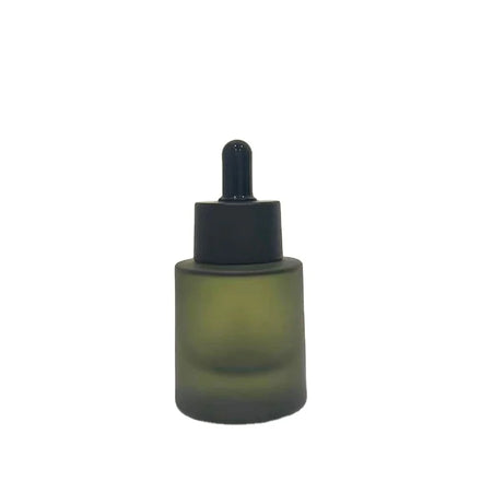 Customize Dark Clear Green Glass Dropper Bottle 30ml Matte Frosted Green Bottle Flat Shoulder Essential Oil Glass Dropper Bottle