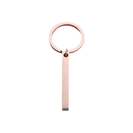 Promotion Custom Logo 3D Strip Bar Blank Keychain Stainless Steel Bar Keychain Cuboid Key Pendant