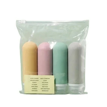 4-Color 90ml Silicone Bottle Set Practical and Convenient Travel Packaging Plastic Bottles Beautiful Design Elegant