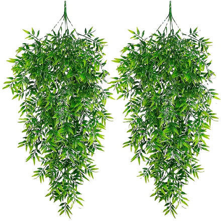 Simulation Bamboo Rattan Green Leaf Rattan Hanging Plants for Home and Outdoor Decoration