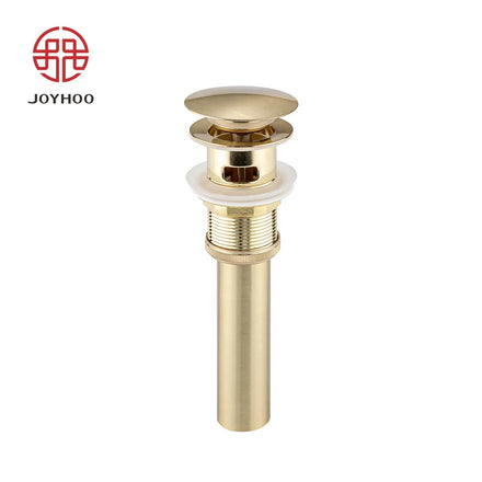 Lavatory Sink Stopper Stainless Steel Brushed Gold Bathroom Vanity Basin Drain Pop up Drain With Overflow