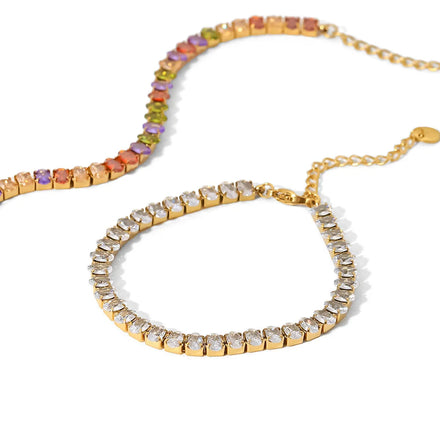 SC Hot Selling Daily Gold Plated Bracelet Fashion Stainless Steel Bracelets Shiny Zirconia Tennis Bracelet for Women