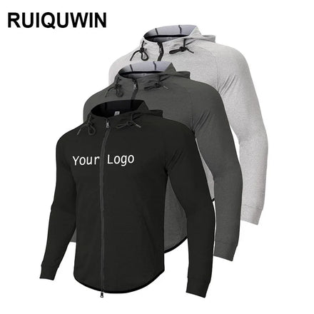 RUIQUWIN Custom Workout Training Running Gym Jackets Jogger Cycling Hooded Jacket Sports Wear Men's Top