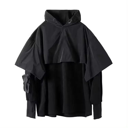 New Arrival Cyberpunk Style Solid Autumn Oversized Men's Cloak Hoodie Custom Embroidery Printing Unlined Work Usage Custom Logo