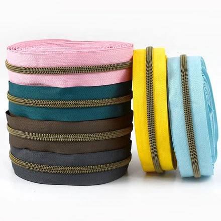 Deepeel KY379 5# Vintage Brass Teeth Zippers Roll Solid Color Zippers for Bags Clothing Sewing Accessories DIY Nylon Zipper
