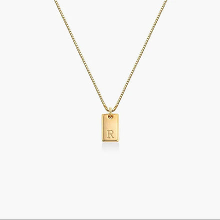 Stainless Steel Initial Necklace Square Letter Pendant Necklace 18k Gold Box Chain Classic Jewelry Wholesale