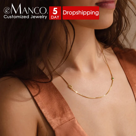 Emanco Custom Name Box Chain Necklace Stainless Steel 12 Different Birthday Stone Letter Name Necklaces Personalised