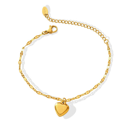 Lateefah 2024 Popular Simple Three-Dimensional Glossy Stainless Steel Heart Shape Bracelet
