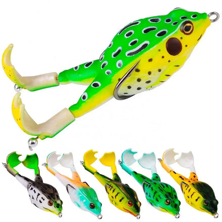 Topwater Frog Fishing Lure 3D Life-Like Rubber Artificial Frog Soft Bait Fishing Tackle