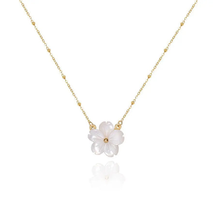 Joolim Fashion Jewelry 18K Gold Plated Flower White Shell Pendant Necklace for Women