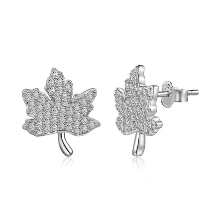 Dylam Fast Delivery Maple Leaf Cubic Zirconia Shiny Earrings for Women Accessories S925 Sterling Silver Handmade Diy Earring