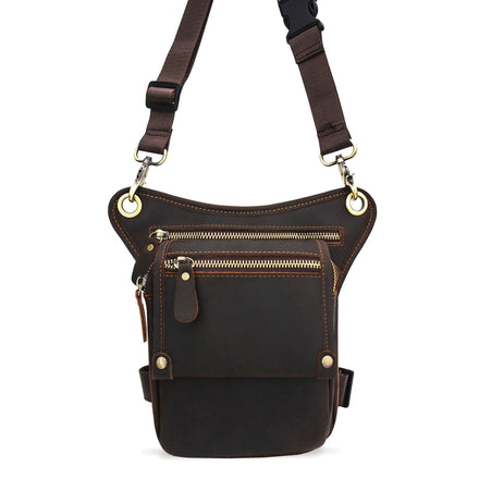 Genuine Leather Hip Fanny Pack Waist Bag Sport Hiking Waterproof Unisex Custom Print Vintage Design