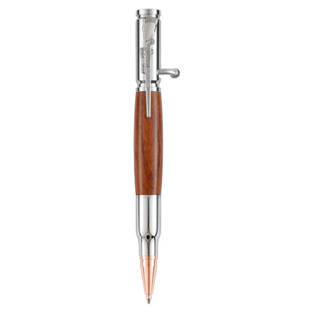 2026 Luxury Brass Pen Kits Wooden Barrel Ballpen Outdoor Self-defense Original Solid Wooden Bolt Action Hunter Pen with Custom