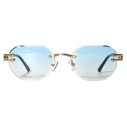 Finione Women's Sunglasses Oversize Rimless Two Toned Feisedy Rimless Sunglasses for Women Metal Retro Rimless Sunglasses