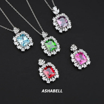 Wholesale Customized Luxury Colored Zircon Necklaces Fine Jewelry Pendant Necklaces for Women Gif Mother's Day Gift