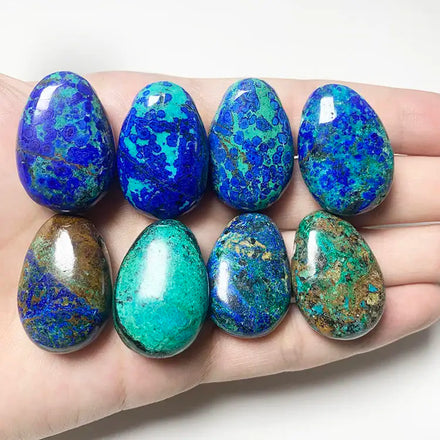 Fashionable Tumble Azurite Malachite Pendant Necklace with Tear and Pearl Drop Gemstone Jewelry