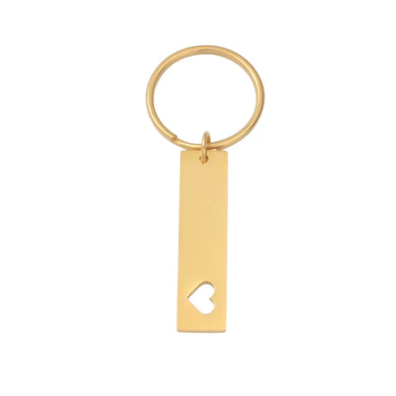 New Fashion Jewelry Stainless Steel Heart Key Ring Bar Keychain Blank Laser Engraving Keychain Custom for Diy Key Ring