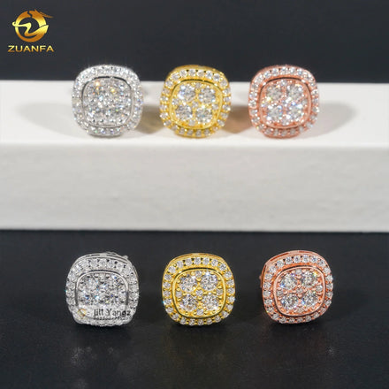 Factory Direct VVS D Moissanite Stud Earrings 925 Sterling Silver Wedding Jewelry Accessories Hip Hop Jewelry Rock Diamond