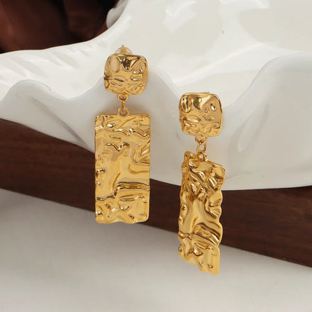 The Unfading Statement Hand-Crimped Metallic Earrings Waterproof & Hypoallergenic Stainless Steel for Bold Looks