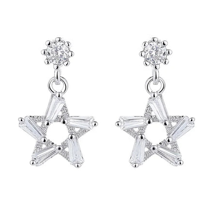 Yaeno Pure Silver 925 Drop Earrings Kids Jewelry Shiny Star Dangle Earrings for Women