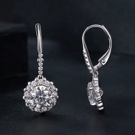Factory Wholesale Chunky Exaggerated Bridal Earrings Women 925 Sterling Silver Luxury 1Carat Moissanite Earrings