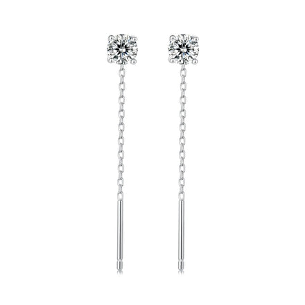 Factory Wholesale Classic Design Fashion Jewelry Sparkling Earrings Long Tassels 925 Sterling Silver Ladies Moissanite Earrings