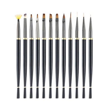 Cheap Promotion Fashion Design Best Quality Oval Flat Round Gel Liner Stripe Painting Black Metal Nail Art Brushes with Cover