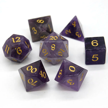 Custom Engraving Purple Gemstone Dice Set D20 Polyhedral for Games and DND Bulk with Custom Logo