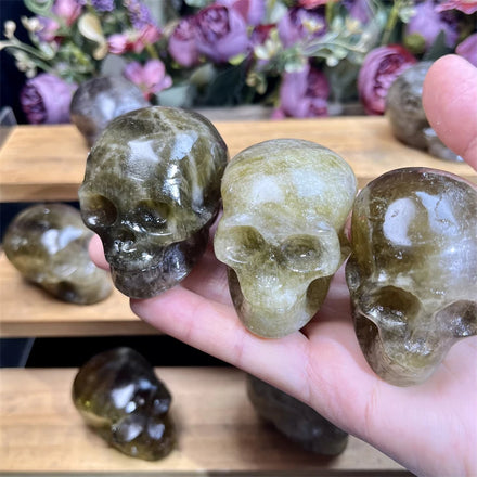 Wholesale Natural Crystal Healing Skulls Hand Carved 2 Inch Smoky Citrine Quartz Skulls for Decorations