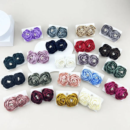 BOXUAN Flower Earrings Vintage Fabric Floral Earrings Fashion Chiffon Lace Studs Original Design Earrings