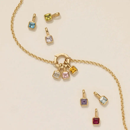 18K Gold Plated Stainless Steel Jewelry 12 Month Birth Stone Necklace Gem Stone Pendant for DIY Jewelry Making