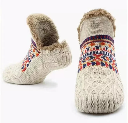 Winter Knitted Slippers Socks for Women Thicken Warm Home Bedroom Non-Slip Foot Carpet Snow Room Warm Fluffy Autumn Winter