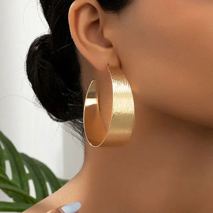 Vintage Big Metal C-shape Drop Dangle Earring for Women Geometric Party Jewelry Gold Color Large Statement Earrings