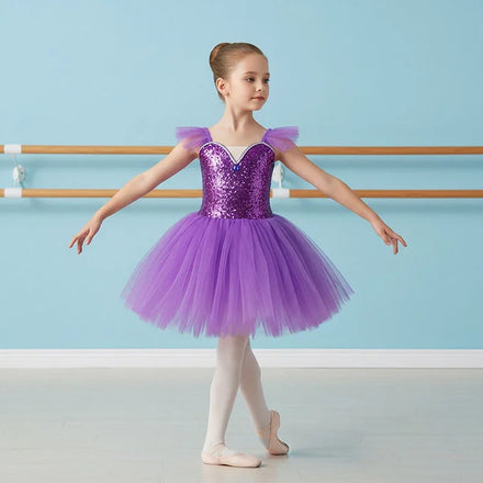 Girls Ballet Tutu Dress Gymnastics Leotard White Long Ballet Dress Girls Princess Ballerina Dance Costume Birthday Party Dress