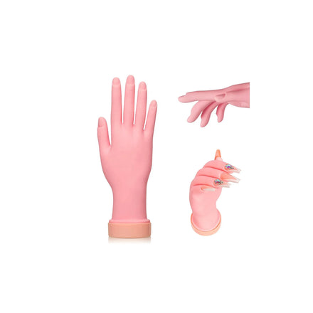 UV Operation System Gel Nail Practice Hand Flexible Bendable Manicure Mannequin Hand with Acrylic Nails for Nail Practice