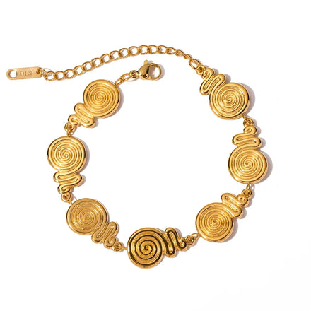 SC Hot Selling Vintage Luxury Bracelet Fashion Gold Plated Bracelet Stylish Vortex Designed Stainless Steel Bracelets for Women