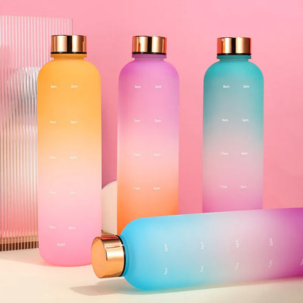Tritan Transparent Frosted Sport Water Bottle Gym Fitness Outdoor Sports Jug Drinking Water Bottle With Time Marker