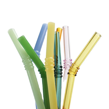 6inch Glass Straws Colored Reusable Environmentally Friendly Lead-Free Curved Drinking Straws in Bulk Custom Logo LFGB Certified