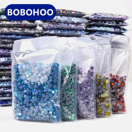 BOBOHOO Bulk Rhinestones Wholesale SS16/SS20 AB Glass Rhinestones FlatBack Hotfix Glitter Diamond Stone for Garment Nail Art