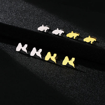 Factory Stainless Steel France Martinique Guadeloupe Stud Earrings Silver 18K Gold Plated Map Charm Stud Earrings