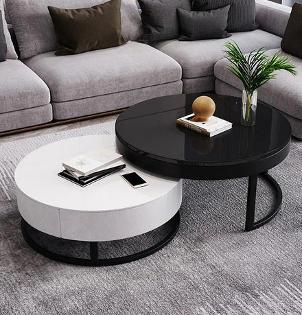 Slate Grass Desktop Stainless Steel Gilded Electroplate Base Nesting Coffee Table Set with Wooden Cabinet