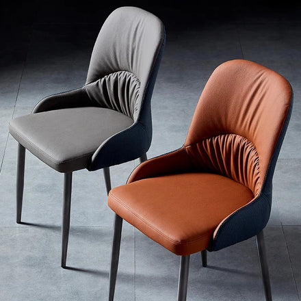 Light Luxury Dining Chairs Simple Modern Metal Leather Backrests Soft Upholstered Chairs for Home Use Negotiating Hotel