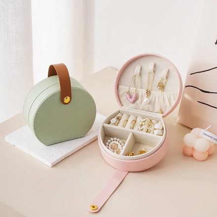 Customize Mini Portable Cute PU Leather Necklace Ring Earrings Stud Jewelry Storage Boxes with logo