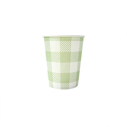 615162 Paper Cup Green Gingham 9oz 20pcs Tableware Festival Celebration Party Supplies Decoration Daily Life PartyMaker