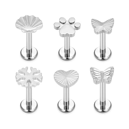 G23 ASTM F136 Titanium Cutey Shape Nose Stud Earrings Labret 16G Ear Stud Ear Tragus Labret Cartilage Body Piercing Jewelry