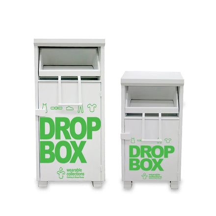 Factory Supply Custom Outdoor Steel Recycling Collection Bins Large Volume Waterproof Donation Drop Boxes for Clothing