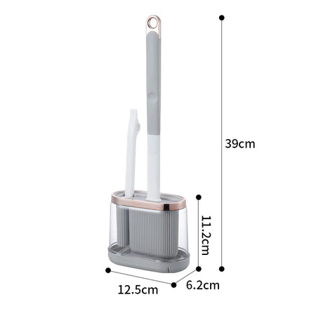 2-in-1 Long Handle TPR Wall-Mounted Toilet Brush Set Eco-Friendly No-Dead-Corner Crevices Cleaning Brush