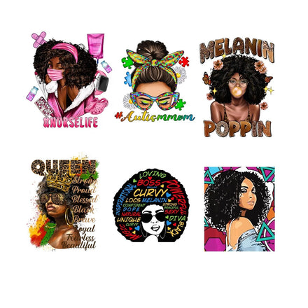 Factory Customized JX Brand pink Color Curly Hair Black Girl Design Exquisite High Waterproof PET Film Smooth Transfer Printing