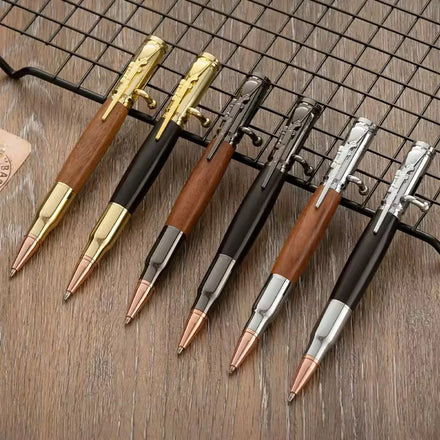 New Solid Bar Brass Pen Kits Wood Barrel Personalized Rifle Clip Gun Shaped Spanner Wooden Pen Bolt Action Revolver Pen